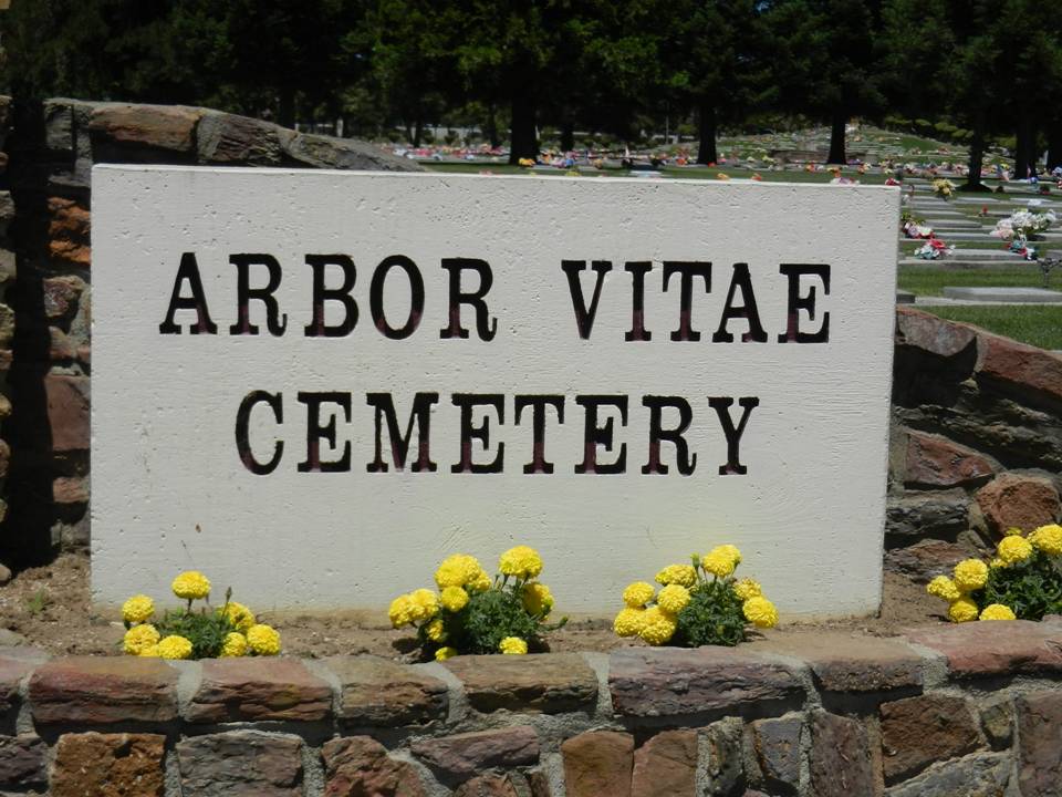 Arbor Vitae Cemetery Sign